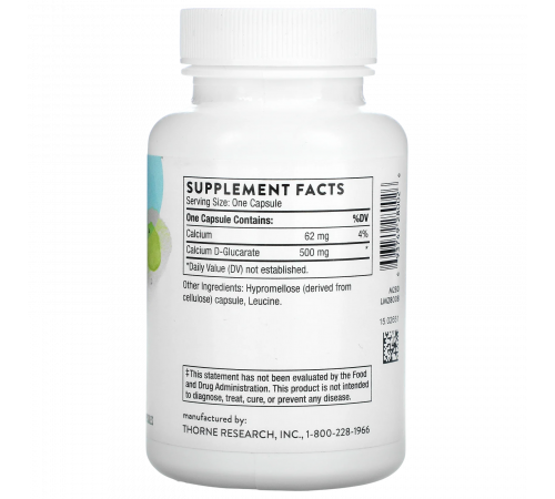 Кальций D-глюкарат, Thorne Research, Calcium D-Glucarate, 90 капсул
